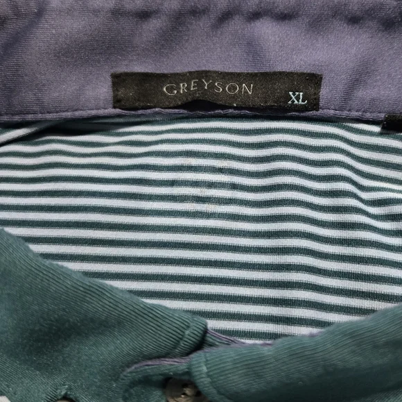 Greyson Men's Green Striped Polo Shirt Men's Size XL - Picture 5 of 8